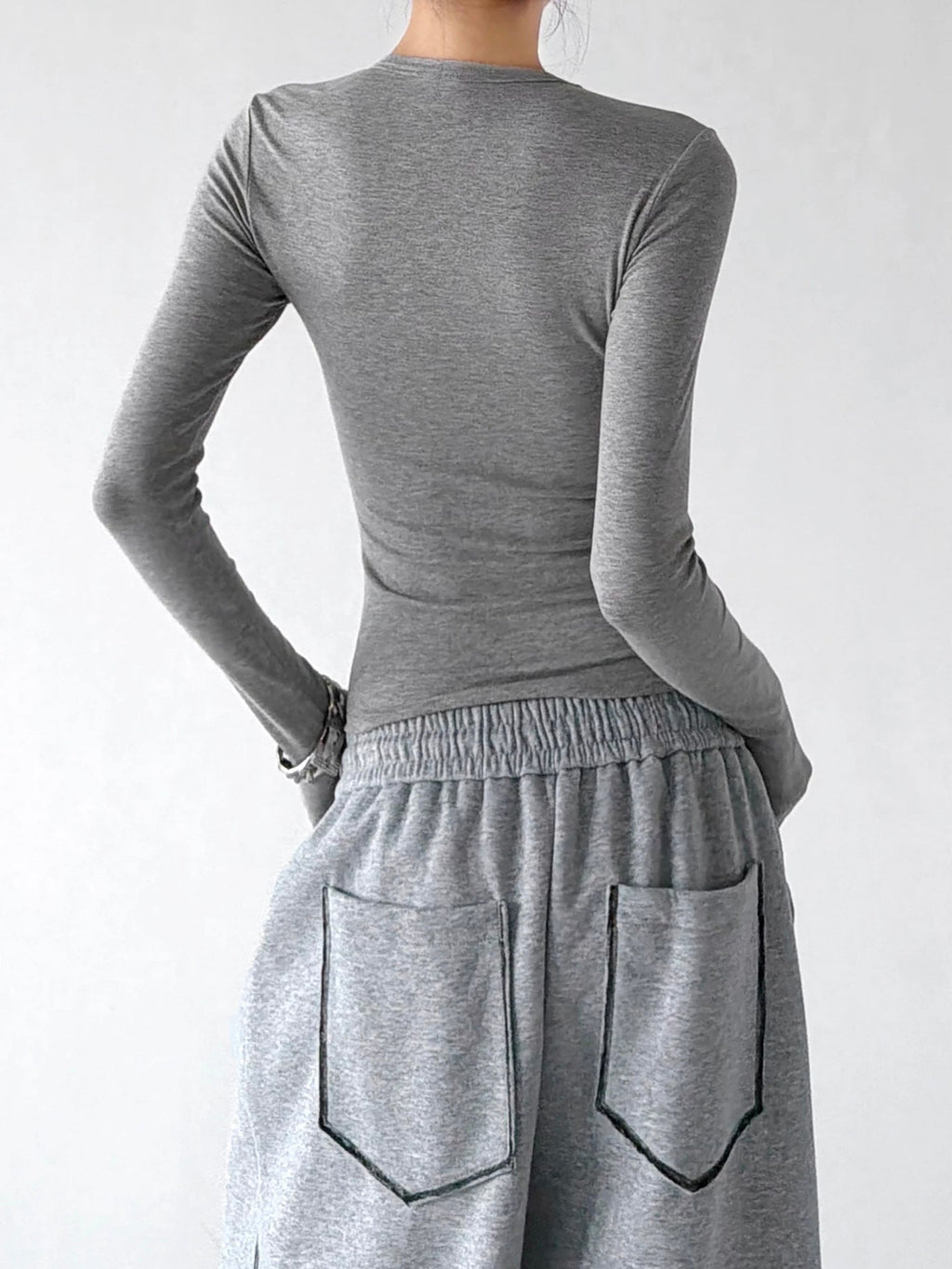 Curved-Hem Crewneck Long-Sleeve T-Shirt - COPPING THREADS - CT ORIGINALS