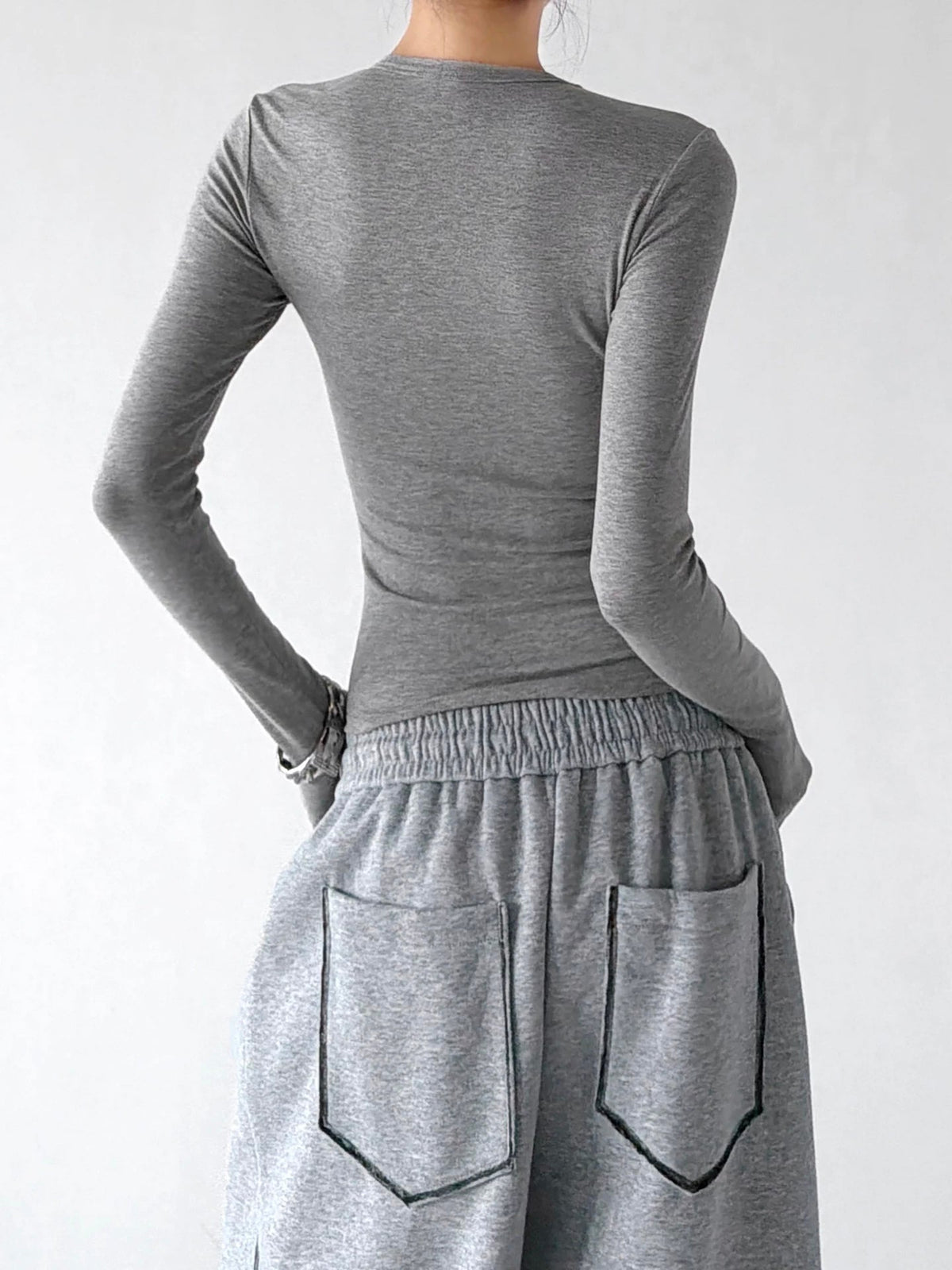 Curved-Hem Crewneck Long-Sleeve T-Shirt - COPPING THREADS - CT ORIGINALS