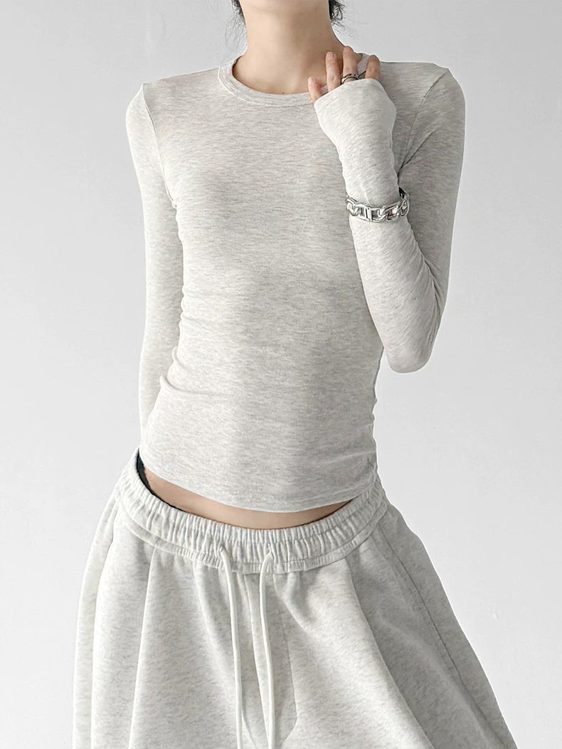 Curved-Hem Crewneck Long-Sleeve T-Shirt - COPPING THREADS - CT ORIGINALS