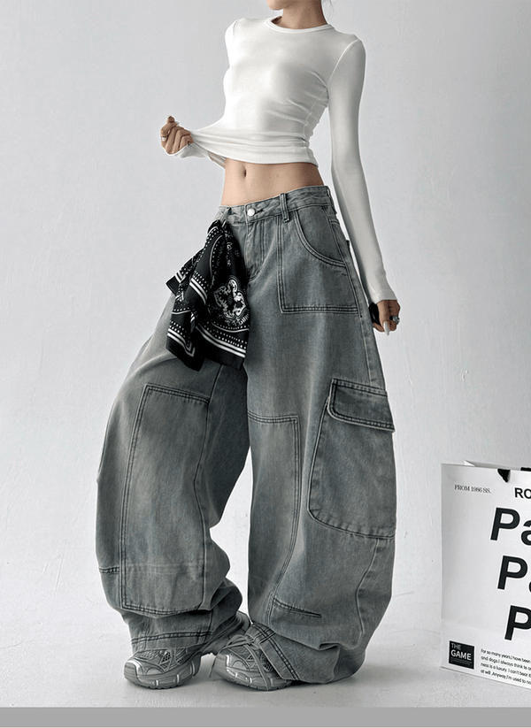 Curved - Seam Washed Wide - Leg Jeans - COPPING THREADS - CT Select