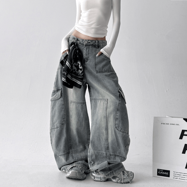 Curved - Seam Washed Wide - Leg Jeans - COPPING THREADS - CT Select
