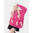 Cute Teddy Bear Charm Knit Sweater - COPPING THREADS - 11SH