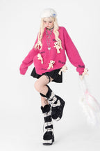 Cute Teddy Bear Charm Knit Sweater - COPPING THREADS - 11SH