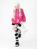 Cute Teddy Bear Charm Knit Sweater - COPPING THREADS - 11SH