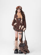 Cute Teddy Bear Charm Knit Sweater - COPPING THREADS - 11SH