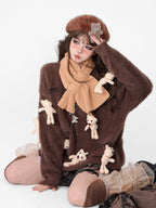 Cute Teddy Bear Charm Knit Sweater - COPPING THREADS - 11SH