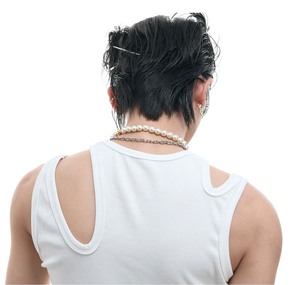 Cutout Metal-Detail Fitted Tank Top - COPPING THREADS - Argue Culture