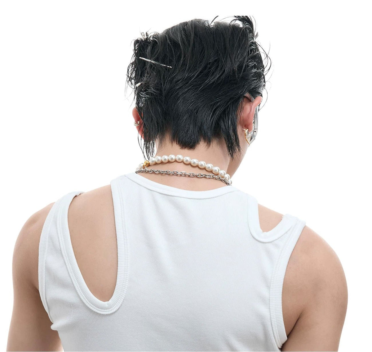 Cutout Metal-Detail Fitted Tank Top - COPPING THREADS - Argue Culture