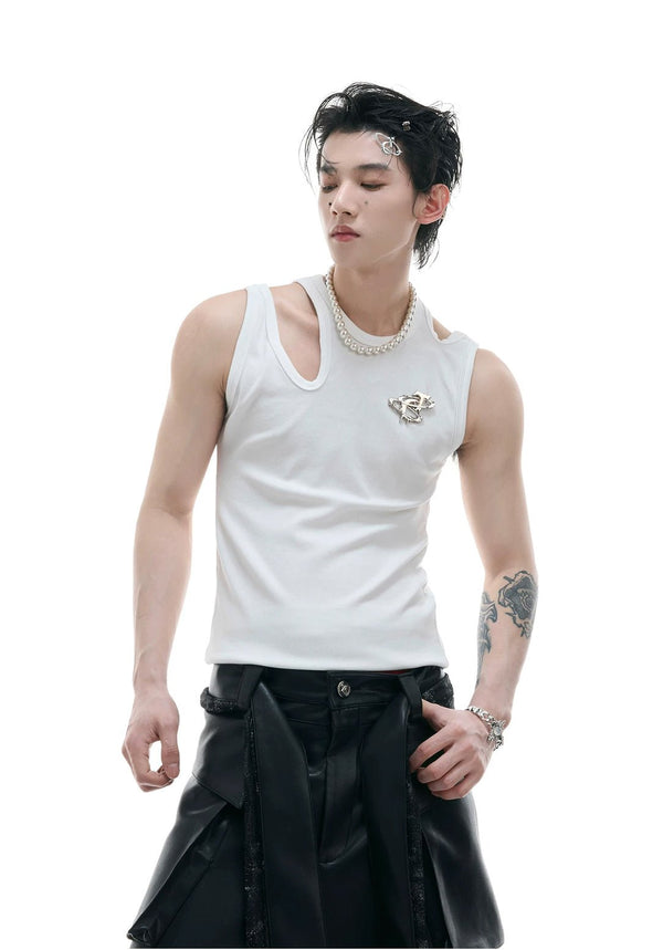 Cutout Metal-Detail Fitted Tank Top - COPPING THREADS - Argue Culture