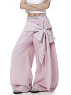 Lace Tie Layered Parachute Pants
