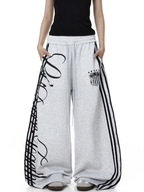 Vintage Letter Print Wide-Leg Sweatpants