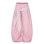 Lace Tie Layered Parachute Pants