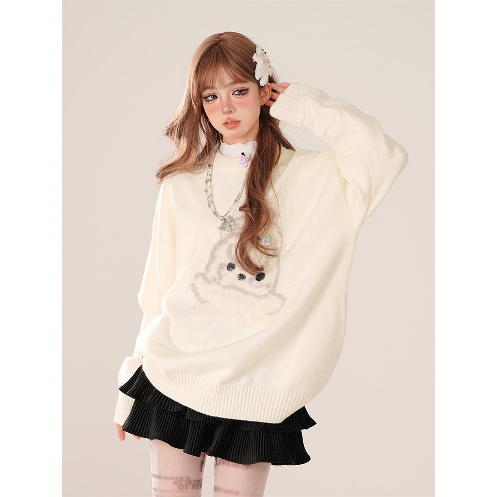 Dainty Rabbit Round Neck Sweater - COPPING THREADS - 11SH