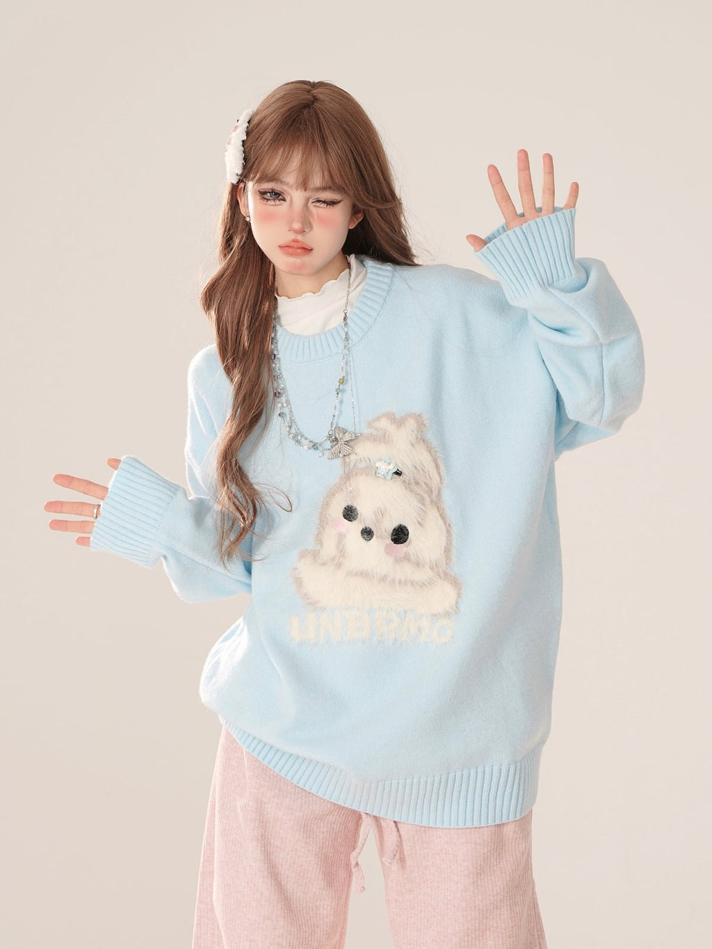 Dainty Rabbit Round Neck Sweater - COPPING THREADS - 11SH