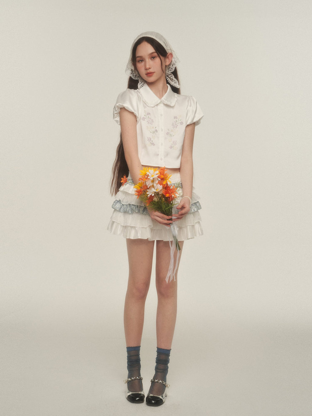 Daisy Embroidered Puff Sleeve Shirt - COPPING THREADS - AYF