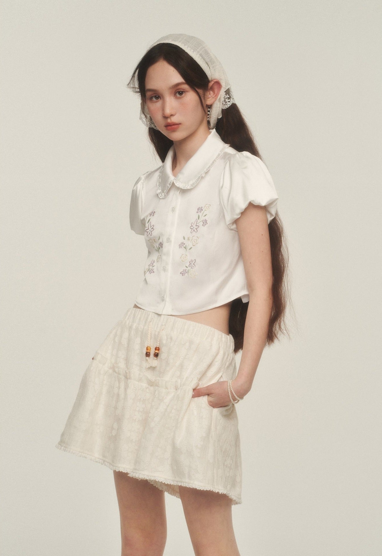 Daisy Embroidered Puff Sleeve Shirt - COPPING THREADS - AYF