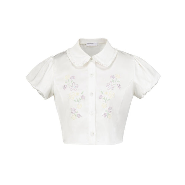 Daisy Embroidered Puff Sleeve Shirt - COPPING THREADS - AYF