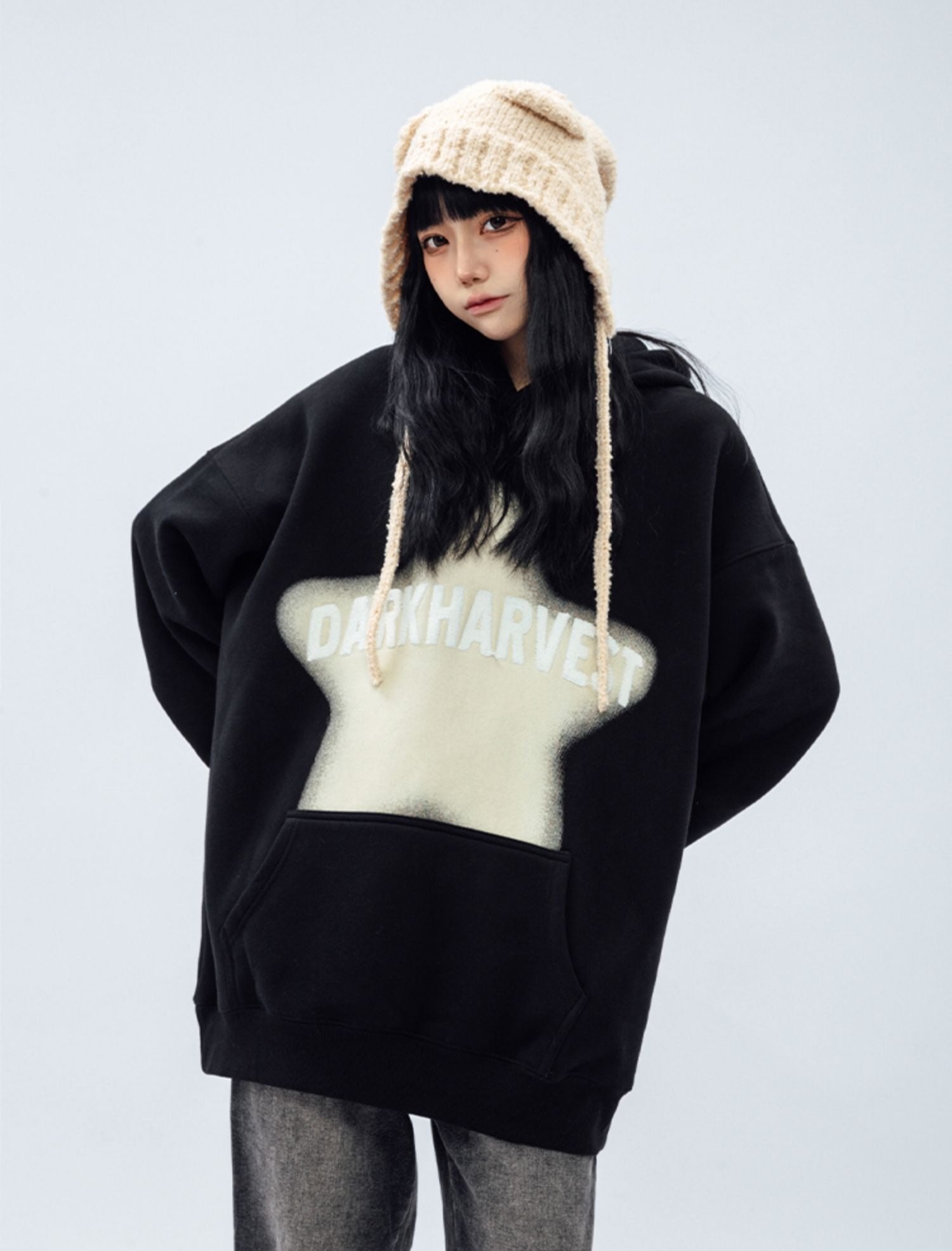 DARKHARVEST Letter Puff Print Hoodie - COPPING THREADS - CT Select