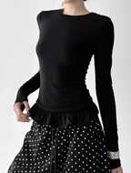 Ruffle Hem Fitted Long Sleeve Top - CT52154
