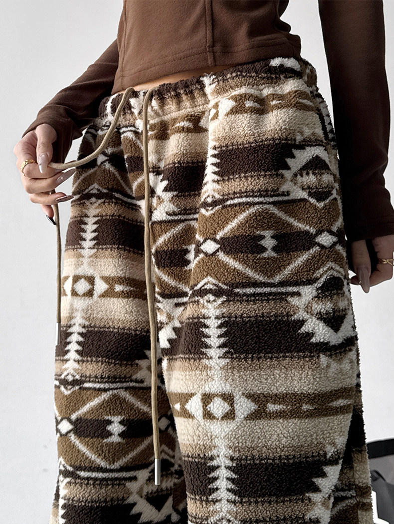 Oversized Fair Isle Stripe Sherpa Pants