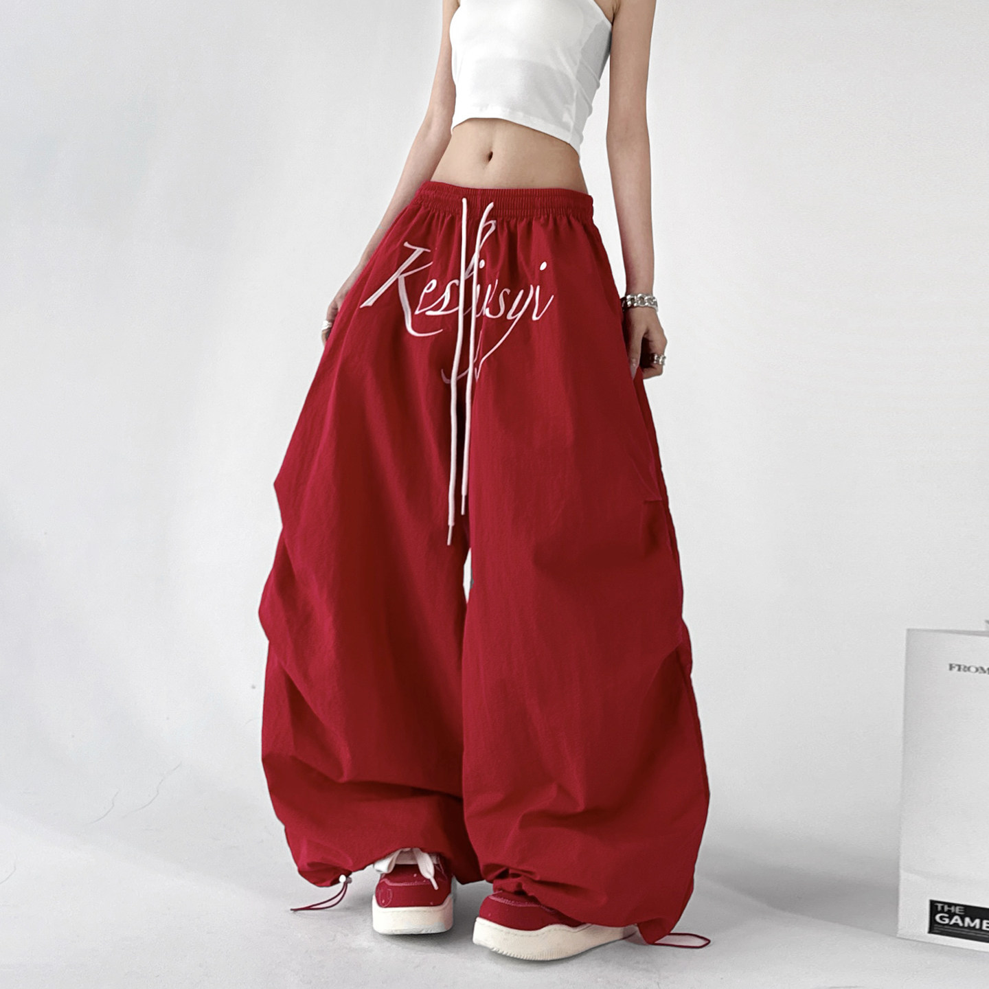 Oversized Script Parachute Pants – CT6616 Secondary image