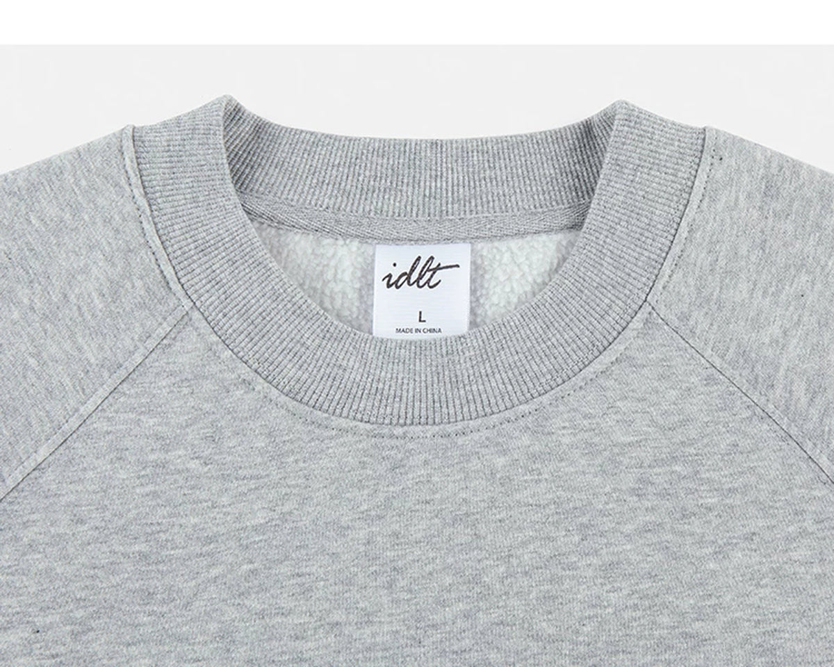 IDLT sweatshirt, heather gray crewneck.