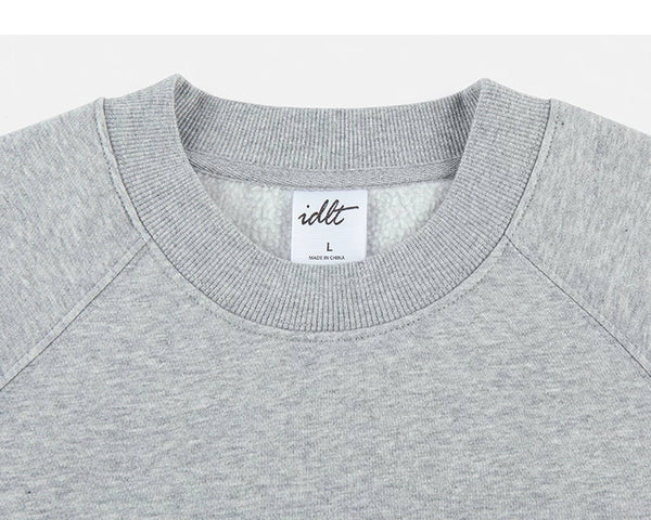 IDLT sweatshirt, heather gray crewneck.