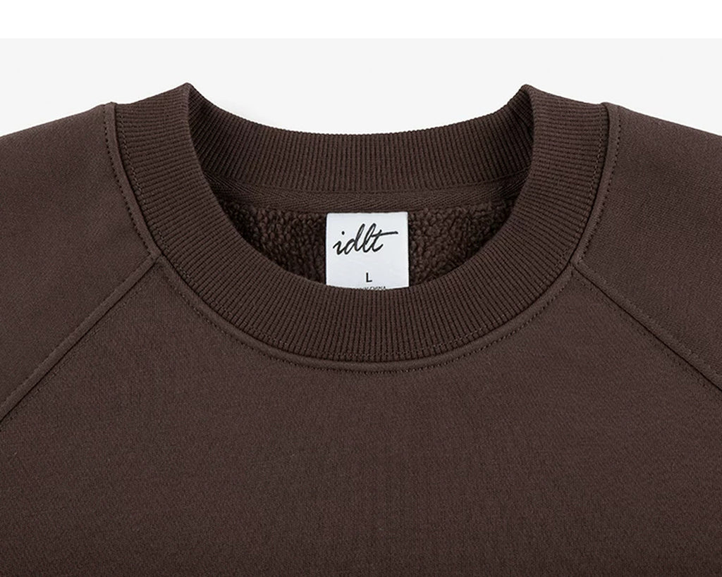 IDLT sweatshirt, brown crewneck.