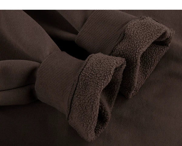 IDLT sweatshirt, brown fleece lining at cuffs.