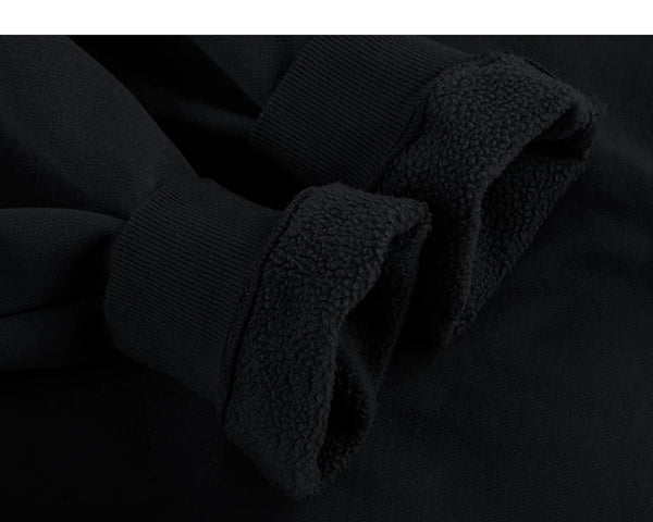 IDLT sweatshirt, black fleece lining at cuffs.