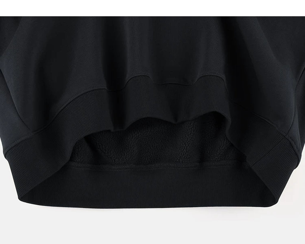 IDLT sweatshirt, black ribbed hem.