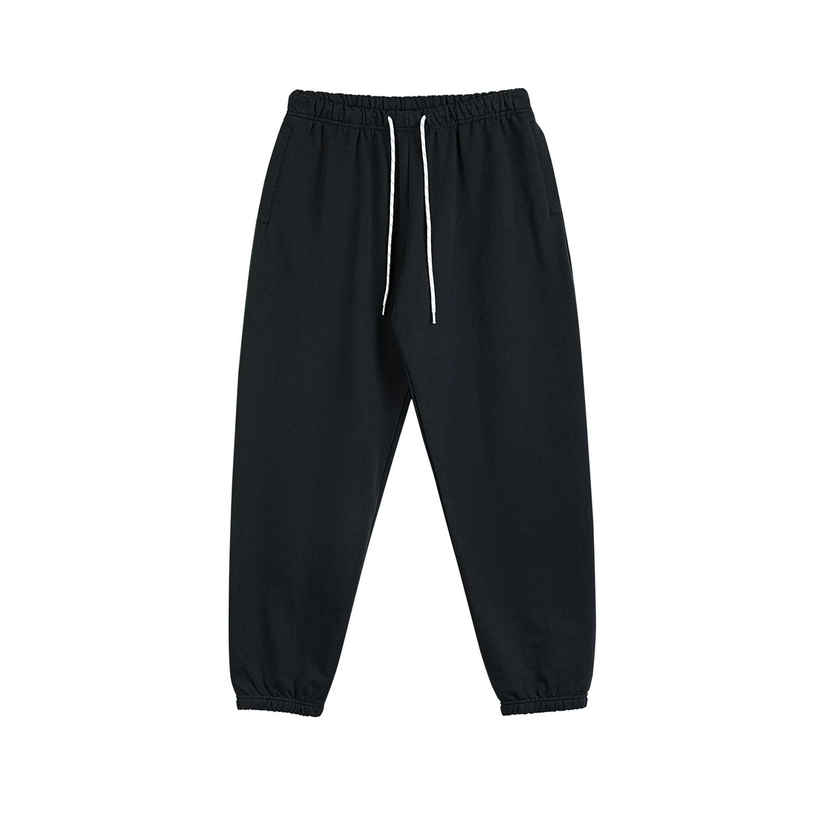 IDLT joggers, black front.