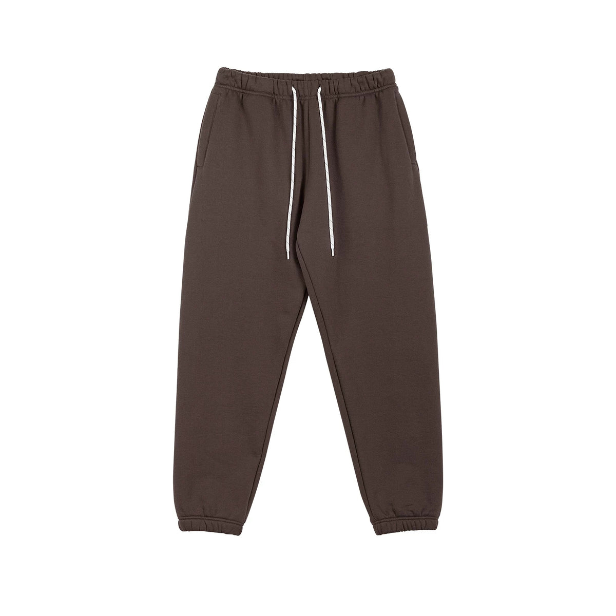 IDLT joggers, brown front.