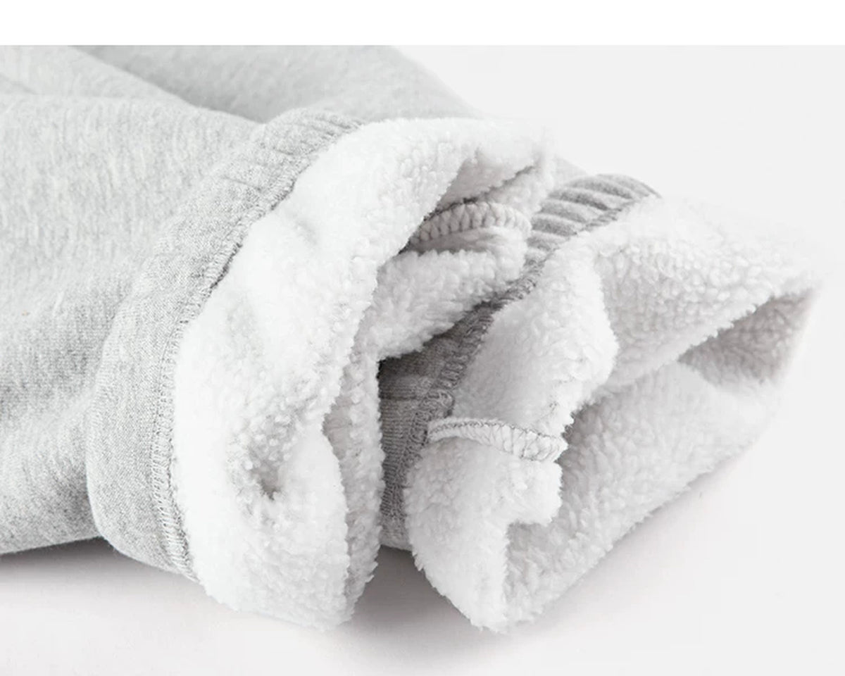IDLT joggers, heather gray fleece lining.