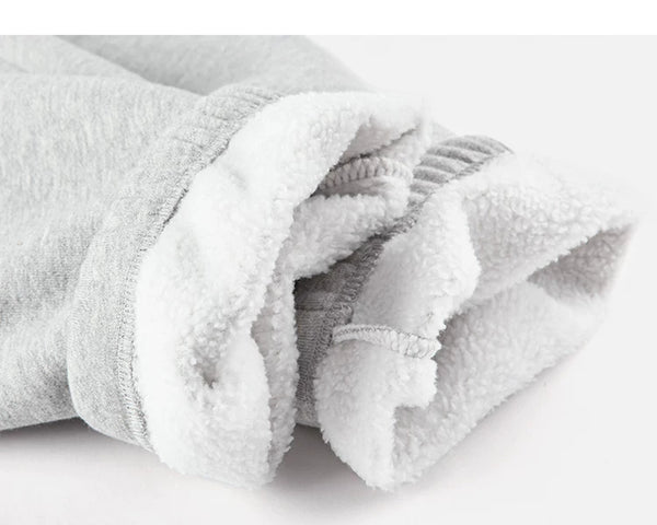 IDLT joggers, heather gray fleece lining.