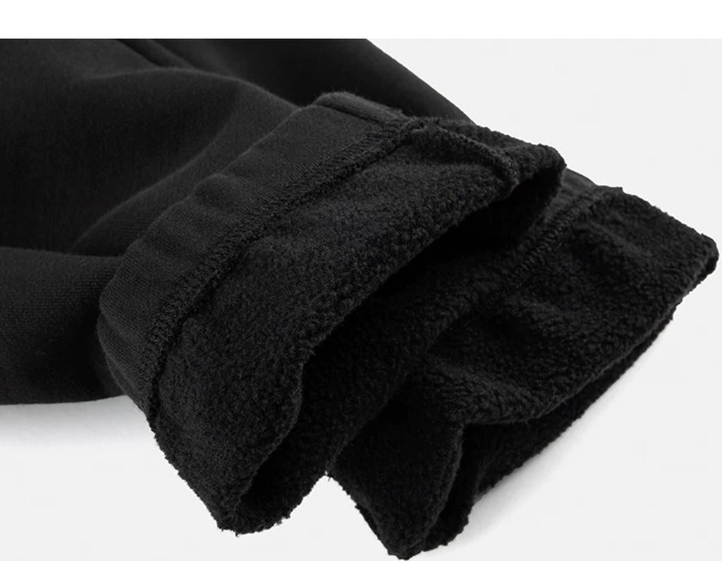 IDLT joggers, black fleece lining.