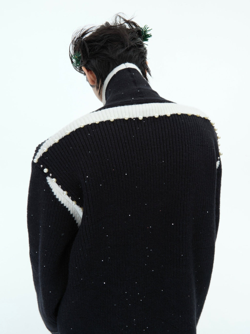Deconstructed Asymmetrical Placket Sparkle Knit Sweater - COPPING THREADS - ArguE CulturE