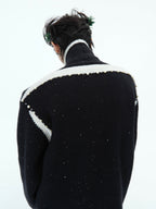 Deconstructed Asymmetrical Placket Sparkle Knit Sweater - COPPING THREADS - ArguE CulturE