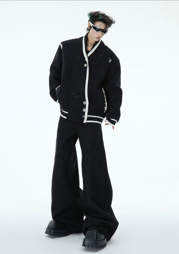 Deconstructed Asymmetrical Placket Sparkle Knit Sweater - COPPING THREADS - ArguE CulturE
