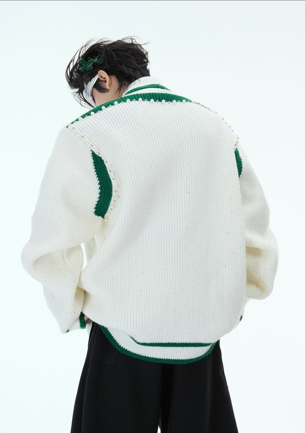Deconstructed Asymmetrical Placket Sparkle Knit Sweater - COPPING THREADS - ArguE CulturE