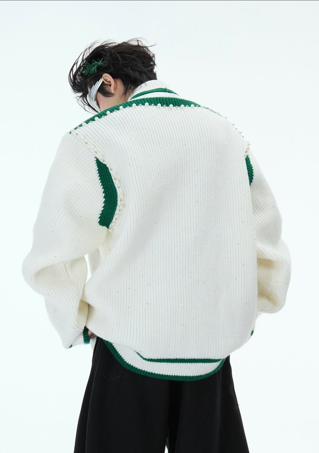 Deconstructed Asymmetrical Placket Sparkle Knit Sweater - COPPING THREADS - ArguE CulturE