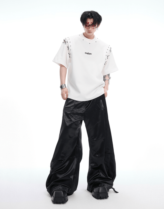 Deconstructed Lace-Up Cutout Tee Main Image