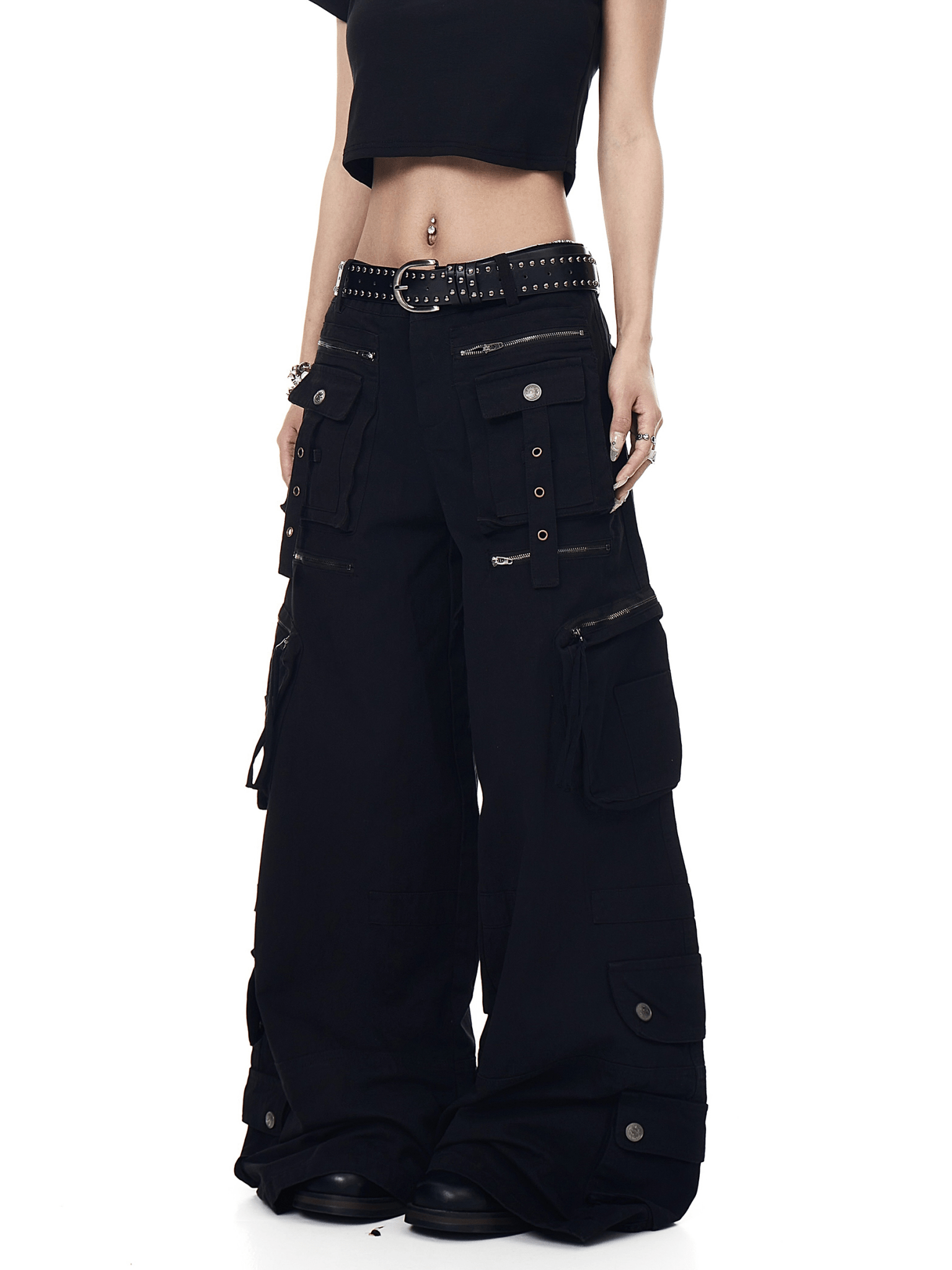 Deconstructed Multi - Pocket Wide - Leg Cargo Pants - COPPING THREADS - CT Select