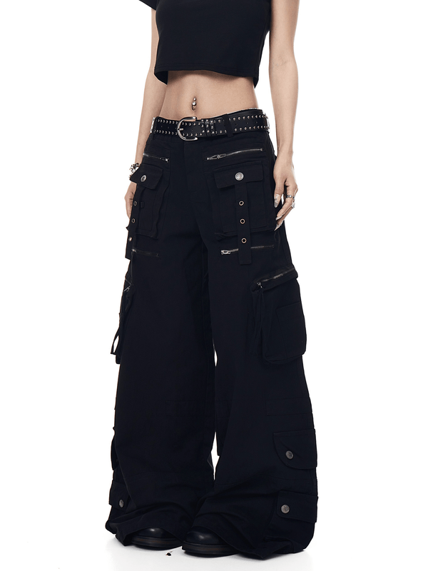 Deconstructed Multi - Pocket Wide - Leg Cargo Pants - COPPING THREADS - CT Select