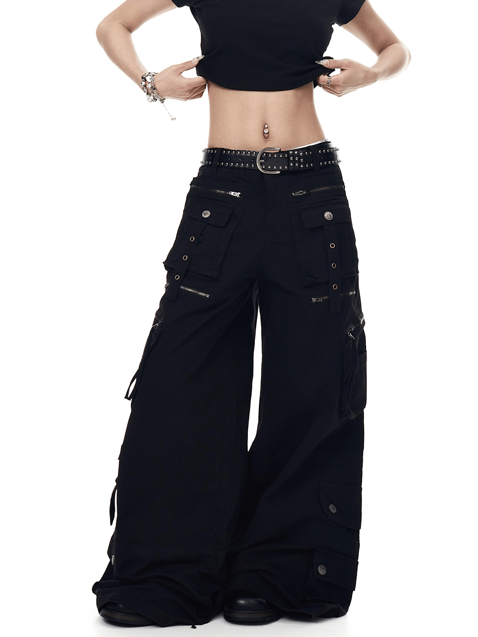 Deconstructed Multi - Pocket Wide - Leg Cargo Pants - COPPING THREADS - CT Select