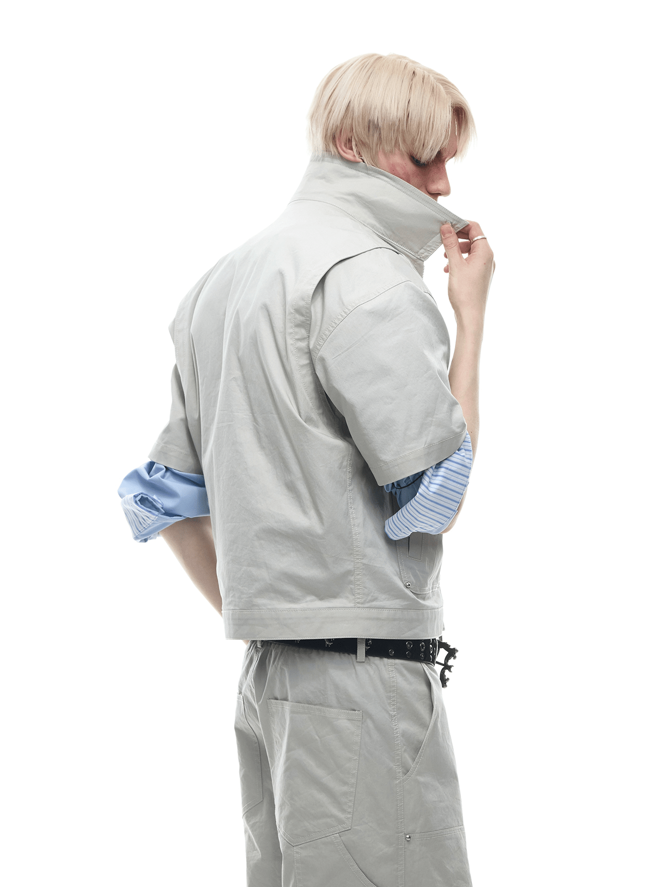 Deconstructed Rivet PU Patchwork Short Sleeve Utility Set - COPPING THREADS - ArguE CulturE