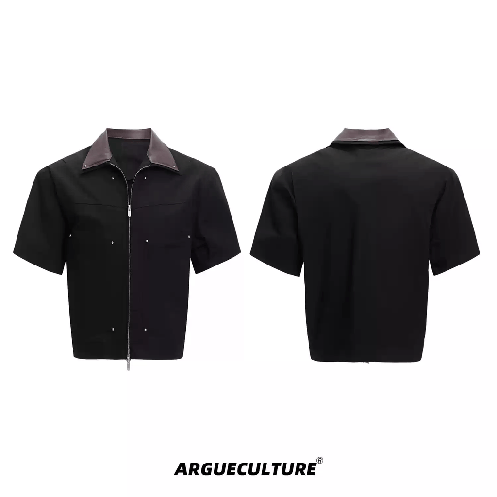 Deconstructed Rivet PU Patchwork Short Sleeve Utility Set - COPPING THREADS - ArguE CulturE