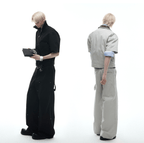 Deconstructed Rivet PU Patchwork Short Sleeve Utility Set - COPPING THREADS - ArguE CulturE