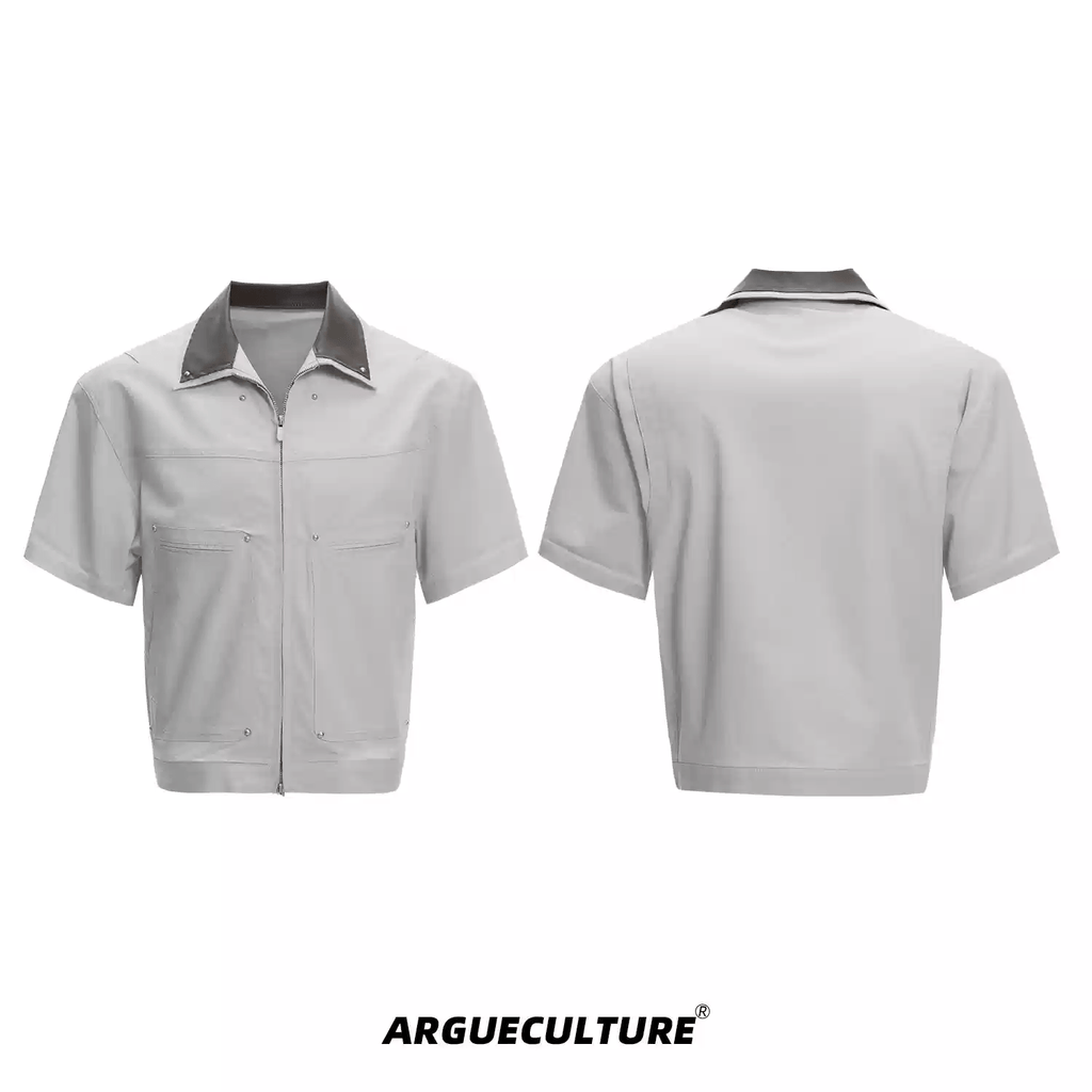 Deconstructed Rivet PU Patchwork Short Sleeve Utility Set - COPPING THREADS - ArguE CulturE