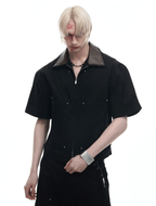 Deconstructed Rivet PU Patchwork Short Sleeve Utility Set - COPPING THREADS - ArguE CulturE